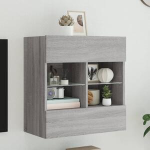 Szürke sonoma színű fali TV-szekrény LED-ekkel 58,5x30x60,5 cm