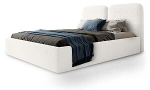 DESIO Slim kárpitozott ágyneműtartós franciaágy 180x200 - törtfehér