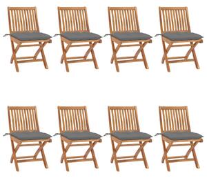 VidaXL 8 db összecsukható tömör tíkfa kerti szék párnával