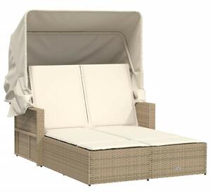 VidaXL Dupla Napozóágy - Polyrattan - Bézs - 110x201 cm
