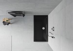 Mexen Lapos, akril zuhanytálca 120x70x5 cm SLIM, fekete, króm szifon, 40707012