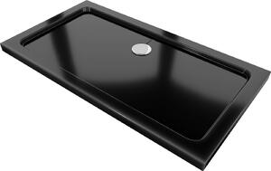 Mexen Lapos, akril zuhanytálca 120x70x5 cm SLIM, fekete, króm szifon, 40707012