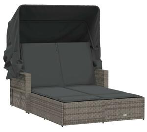 VidaXL Dupla Napozóágy - Polyrattan - Szürke - 110x201cm