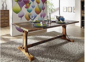 Massziv24 - OLDTIME étkezőasztal 220x100cm, lakkozott indiai öregfa