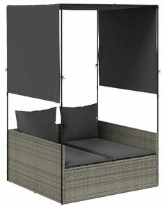 VidaXL Dupla Napozóágy - Polyrattan - Szürke - 118x110x187cm