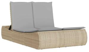 VidaXL Dupla Napozóágy - Polyrattan - Bézs - 200cm