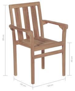 VidaXL 6 db rakásolható tömör tíkfa kerti szék