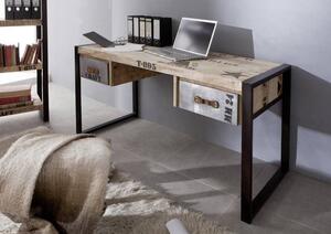 Massziv24 - FABRICA íróasztal, öntvény és mangófa, mintás