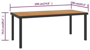 VidaXL barna alumínium és WPC kerti asztal 190 x 90 x 74,5 cm