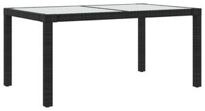 VidaXL fekete polyrattan és edzett üveg kerti asztal 150 x 90 x 75 cm
