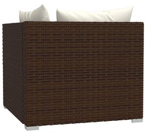 VidaXL barna kétszemélyes polyrattan kanapé párnákkal