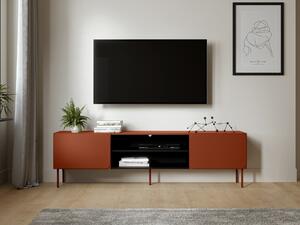 TV-állvány Fentore 102, Laminált forgácslap, Közepes sűrűségű farostlemez, 58x200x40cm, Piros