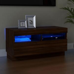 Barna tölgyszínű TV-szekrény LED-világítással 80 x 35 x 40 cm