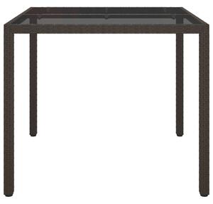 VidaXL barna polyrattan és edzett üveg kerti asztal 90 x 90 x 75 cm