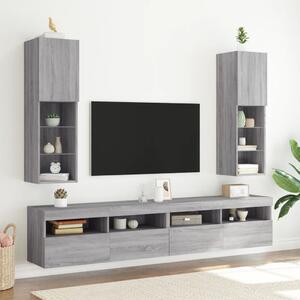 2 db szürke sonoma TV-szekrény LED-ekkel 30,5 x 30 x 102 cm