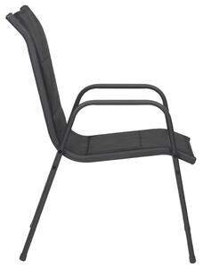 VidaXL 2 db fekete acél és textilén kerti szék