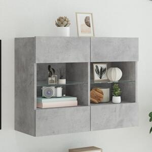 Betonszürke falra szerelhető TV-szekrény LED-del 78,5x30x60,5cm