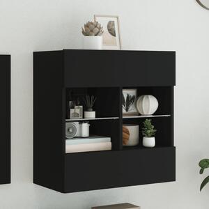 Fekete falra szerelhető TV-szekrény LED-lámpákkal 58,5x30x60,5