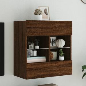 Barna tölgyszínű fali TV-szekrény LED-del 58,5x30x60,5 cm