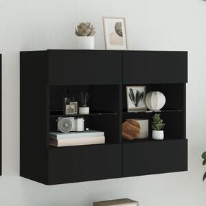 Fekete fali TV-szekrény LED-világítással 78,5x30x60,5 cm