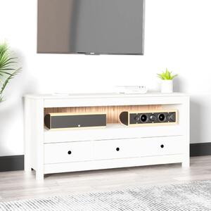 Fehér tömör fenyőfa TV-szekrény 114x35x52 cm