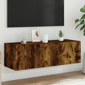 Füstös tölgy színű fali TV-szekrény LED-ekkel 100 x 35 x 31 cm