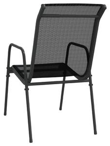 VidaXL 6 db fekete acél és textilén kerti szék