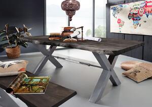 LDARKNESS Étkezőasztal 180x110cm X-lábak - ezüst