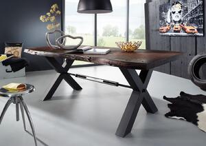 DARKNESS Étkezőasztal 200x110cm X-lábak - fekete