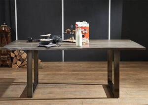 Massziv24 - ROUND Étkezőasztal METALL 200x100 cm - lap 3,5 cm, füstös szürke, paliszander