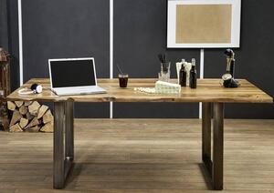ROUND Étkezőasztal METALL 160x90 cm - lap 3,5 cm, barna, paliszander