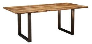 ROUND Étkezőasztal METALL 160x90 cm - lap 3,5 cm, barna, paliszander