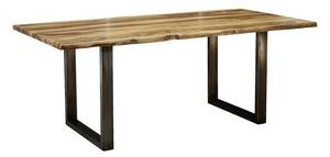 Massziv24 - ROUND Étkezőasztal METALL 160x90 cm - lap 3,5 cm, barna, paliszander