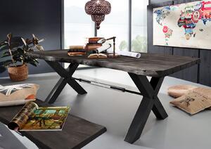 Massziv24 - DARKNESS Étkezőasztal 180x110 cm - fekete lábak, szürke, akác