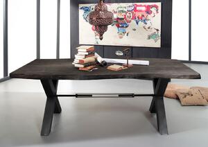 DARKNESS Étkezőasztal 180x110 cm - fekete lábak, szürke, akác
