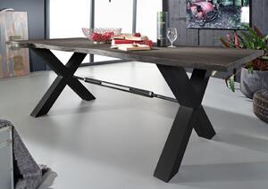 Massziv24 - DARKNESS Étkezőasztal 180x100 cm - fekete lábak, szürke, akác