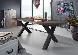 DARKNESS Étkezőasztal 260x100 cm - fekete lábak, szürke, akác