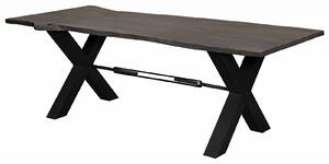 Massziv24 - DARKNESS Étkezőasztal 180x100 cm - fekete lábak, szürke, akác