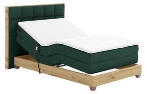 KONDELA Elektromos állítható ágy, boxspring, zöld/artisan tölgy, 120x200, TIANA