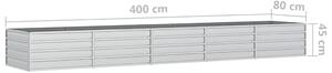 VidaXL ezüstszínű horganyzott acél kerti magaságyás 400 x 80 x 45 cm