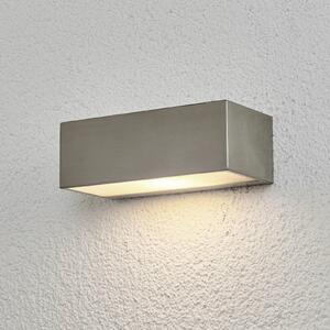 Lindby Leonora kültéri fali lámpa, 20 cm, szögletes, rozsdamentes acél, dimmelhető, Alu / szürke / cink, Rozsdamentes acél, Modern