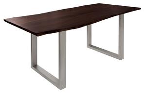 Massziv24 - METALL Étkezőasztal ezüst lábakkal 160x90, akác, barna