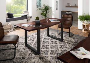 Massziv24 - METALL Étkezőasztal antracit lábakkal (matt) 160x90, akác, barna