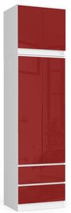 Szekrény S60 2D 2SZ CLP, fehér/piros fényű