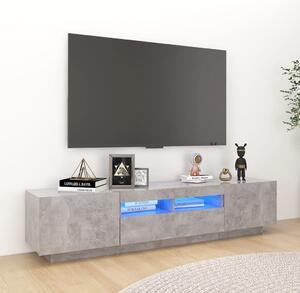 Betonszürke TV-szekrény LED-lámpákkal 180 x 35 x 40 cm