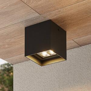 Lindby Eveta LED mennyezeti lámpa, 10 cm, antracit, alumínium, IP65, Fekete, Alumínium, Modern