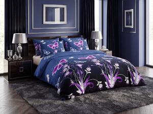 Mikroszálas ágynemű VIOLET BUTTERFLY sötétkék Ágyneműhuzat mérete: 2 db 70 x 90 cm | 200 x 220 cm