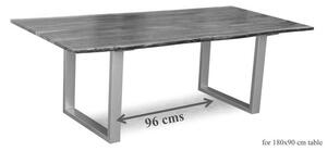 Massziv24 - METALL Étkezőasztal antracit lábakkal (fényes) 180x90, akác, természetes