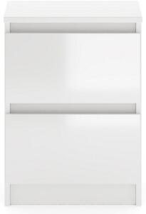 SIMPLE fehér magasfényű 2 fiókos komód 40 cm