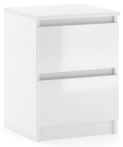 SIMPLE fehér magasfényű 2 fiókos komód 40 cm